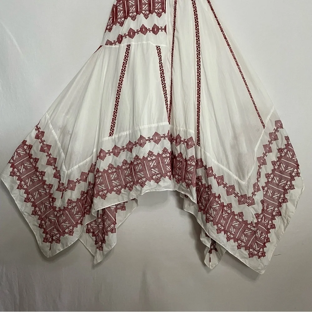 Joie Embroidered Boho Milanira Maxi Dress In Porcelain Handkerchief Hemline - Picture 13 of 16